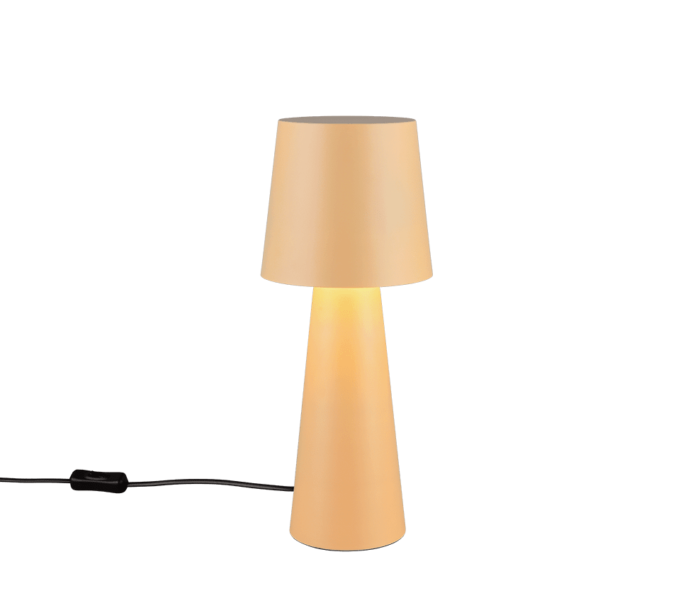 Nubian 40cm Kellertävän ruskea pöytävalaisin valmistajalta Trio Lighting - Yksinkertaisen tyylinsä ansiosta valaisin sulautuu erilaisiin sisustustyyleihin ja keskittyy; olennaiset: miellyttävä, alaspäin suuntautuva valo ja elegantti tunnelma.