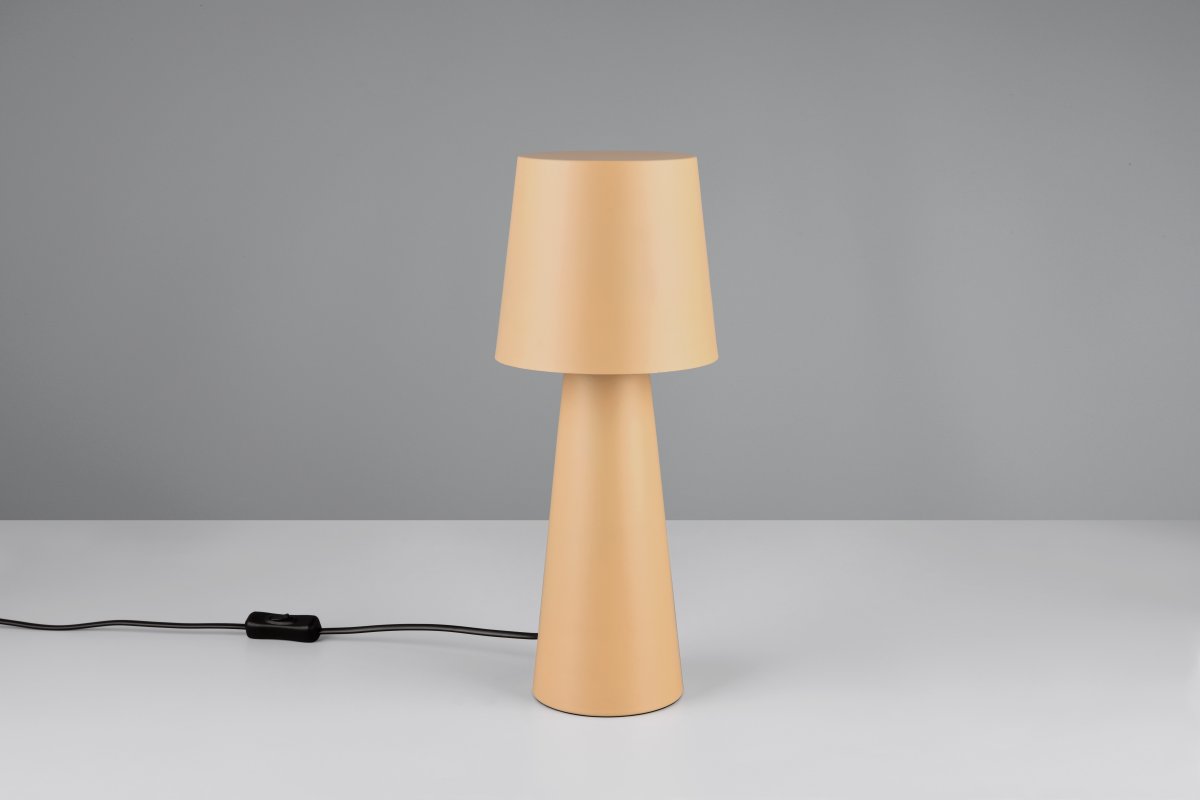 Nubian 40cm Kellertävän ruskea pöytävalaisin valmistajalta Trio Lighting - Yksinkertaisen tyylinsä ansiosta valaisin sulautuu erilaisiin sisustustyyleihin ja keskittyy; olennaiset: miellyttävä, alaspäin suuntautuva valo ja elegantti tunnelma.