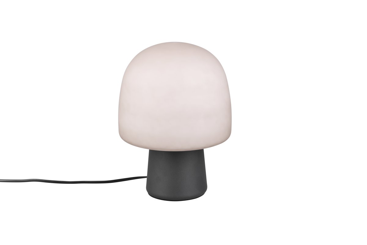 Steen 27cm Musta pöytävalaisin valmistajalta Trio Lighting - Sienen muotoinen siluetti sekä mattamustan pohjan ja taupe-värisen lasinäytön yhdistelmä tekevät siitä tyylikkään katseenvangitsijan joka huoneessa.