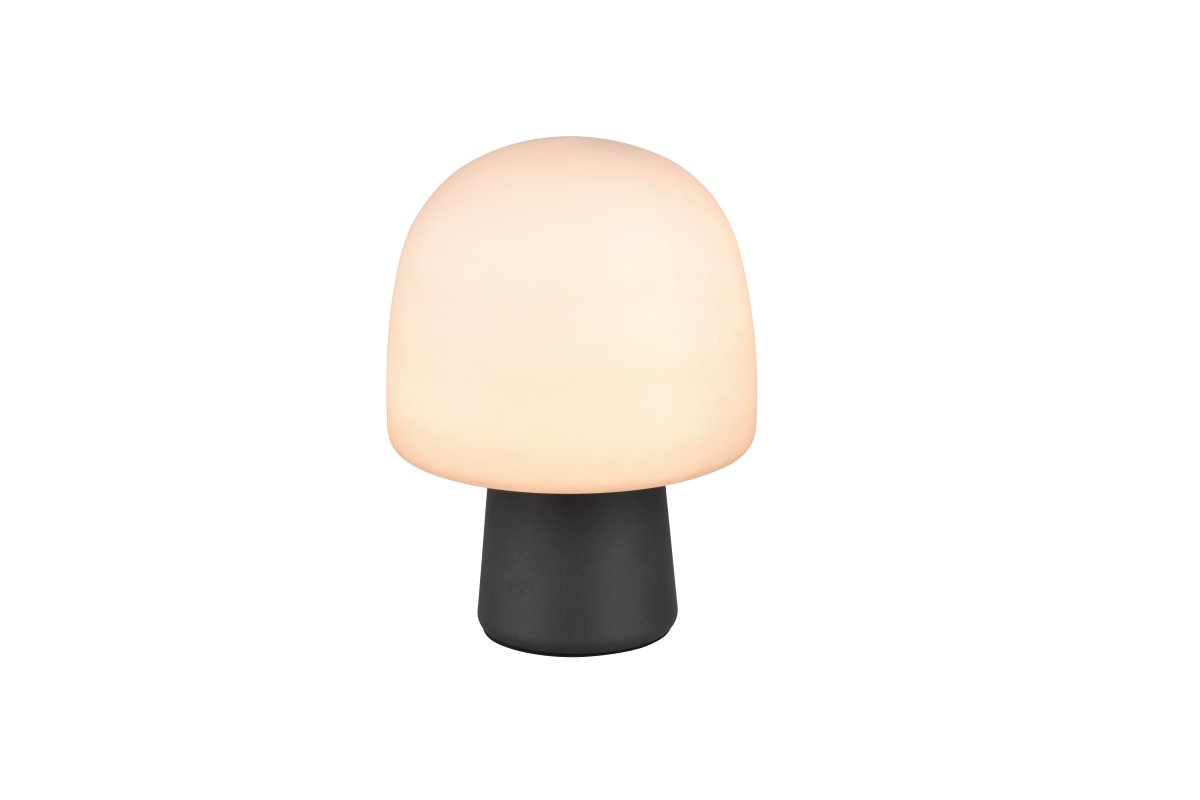 Steen 27cm Musta pöytävalaisin valmistajalta Trio Lighting - Sienen muotoinen siluetti sekä mattamustan pohjan ja taupe-värisen lasinäytön yhdistelmä tekevät siitä tyylikkään katseenvangitsijan joka huoneessa.