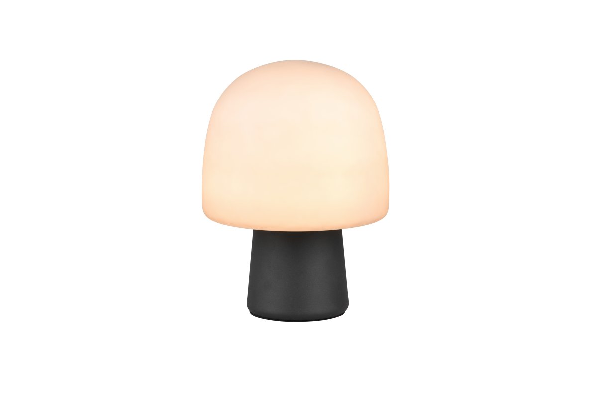 Steen 27cm Musta pöytävalaisin valmistajalta Trio Lighting - Sienen muotoinen siluetti sekä mattamustan pohjan ja taupe-värisen lasinäytön yhdistelmä tekevät siitä tyylikkään katseenvangitsijan joka huoneessa.