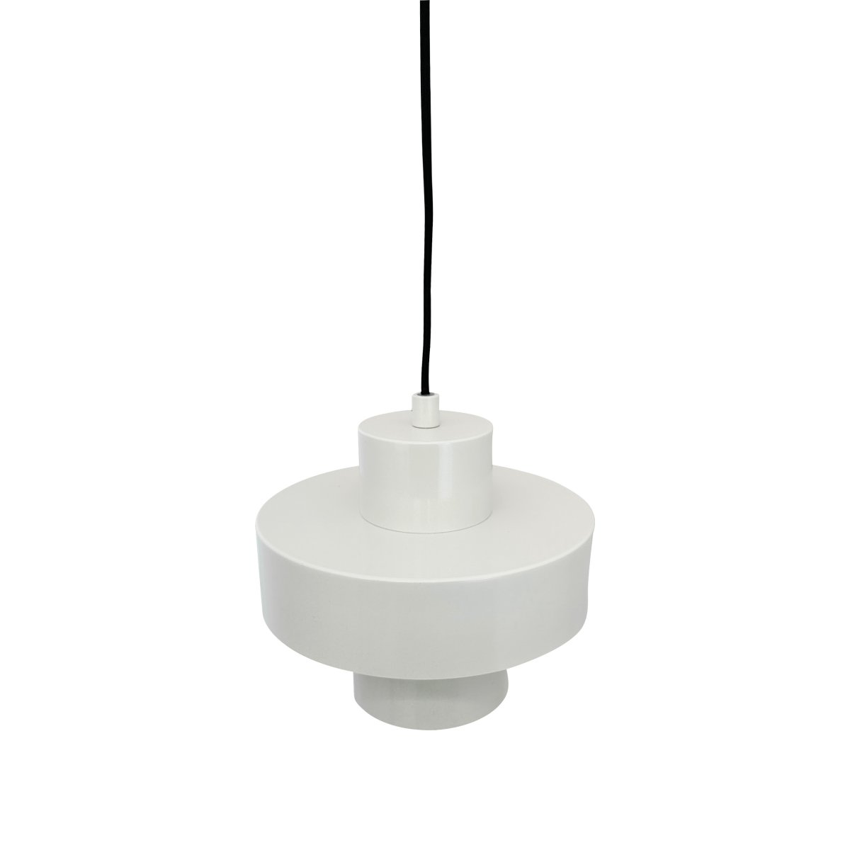 Stoke Ø20 Valkoinen kattovalaisin valmistajalta Dyberg Larsen - STOKE-valaisin on suunniteltu metallista, ja sen kiiltävä pinta korostaa sen geometrisia kaarevia ja reunoja.