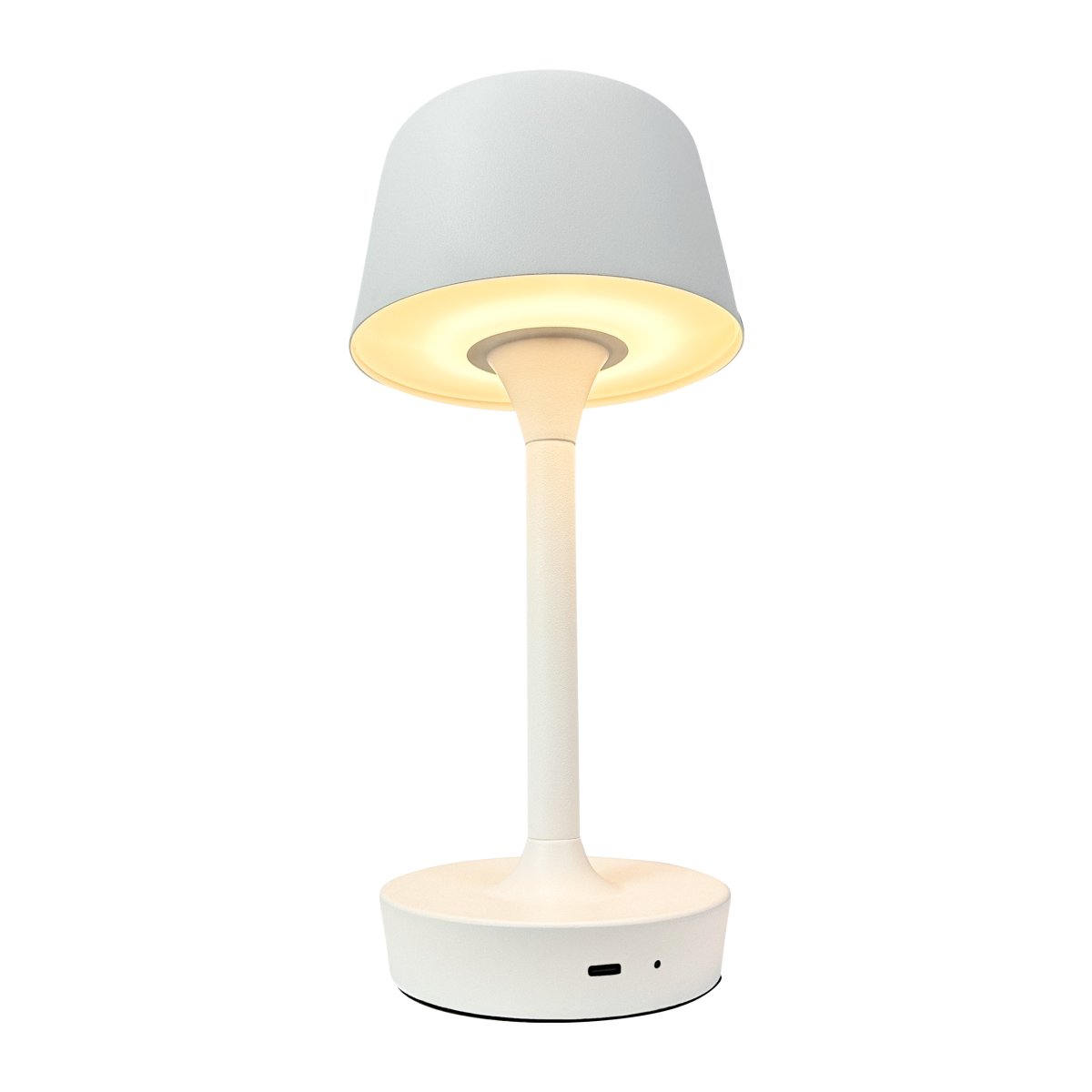 Flow 25cm Valkoinen Siirrettävä valmistajalta Dyberg Larsen - Se ladataan USB-C-kaapelilla (sovitin ei sisälly toimitukseen), ja se on suojattava kosteudelta; se on IP20-sertifioitu.