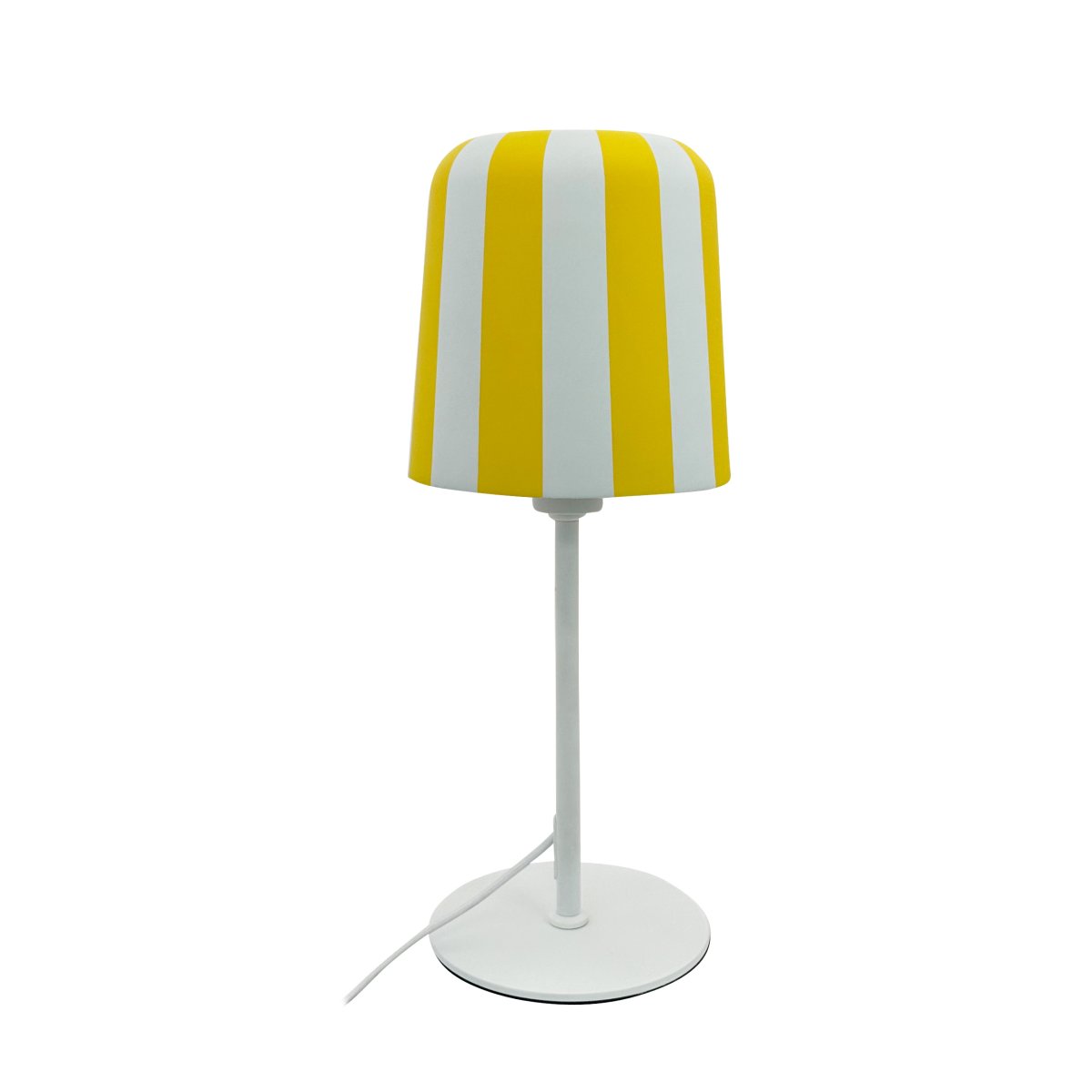 Gry 50cm Keltainen pöytävalaisin valmistajalta Dyberg Larsen - Genom att ta igenk&auml;nnbara m&ouml;nster och s&auml;tta dem i en ny kontext ville hon skapa en lampa som f&aring;r m&auml;nniskor att le och ger en unik visuell upplevelse.