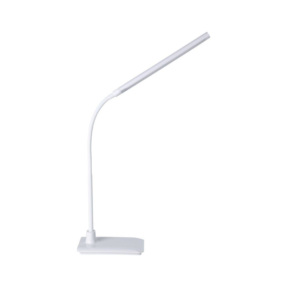 Laroa 48cm Valkoinen työpöytävalaisin valmistajalta Eglo - Se on valmistettu muovista ja siinä on neliportainen himmennin lampun päässä, joten kirkkautta on helppo säätää tarpeen mukaan.