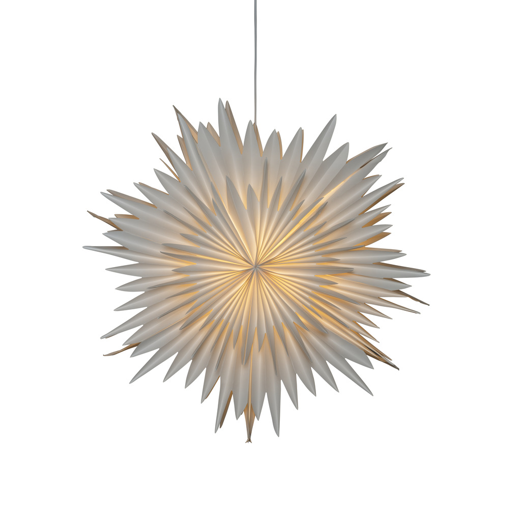 Star Ø80 Valkoinen valmistajalta Konstsmide - Tähden mukana tulee käytännöllinen johtopidike ja virtakytkin helpottamaan päälle- ja poiskytkentää.