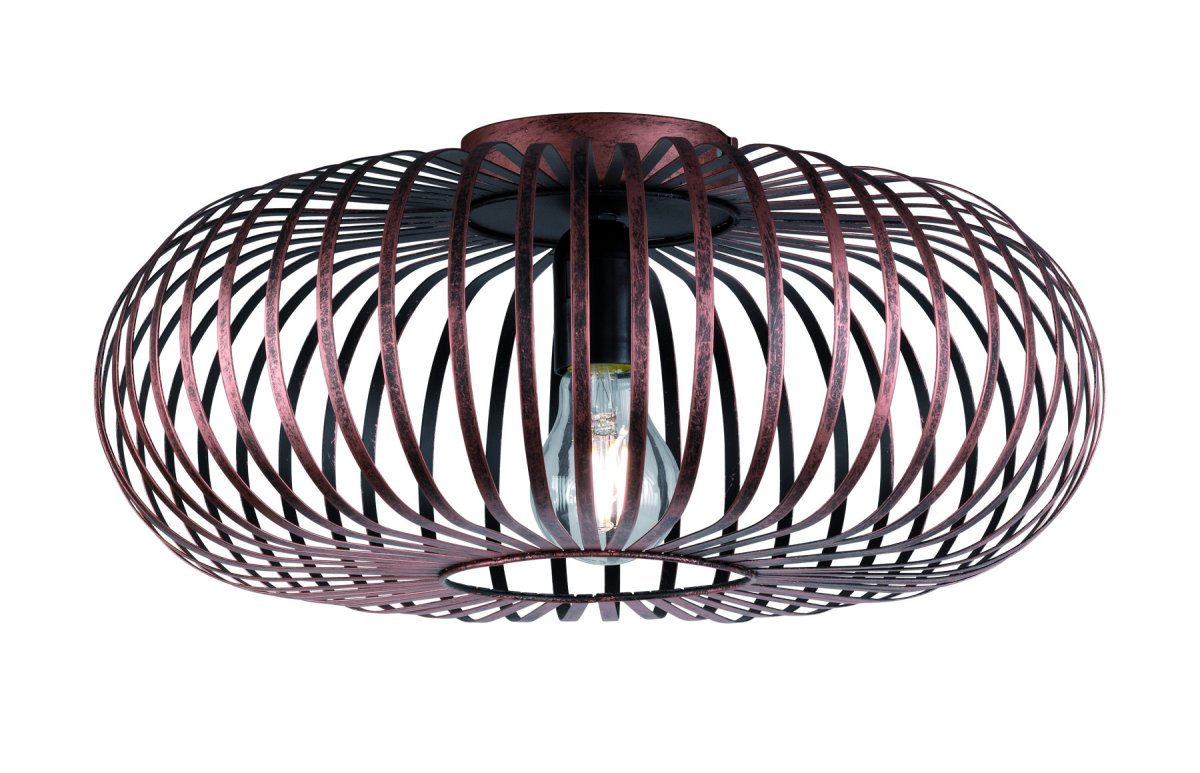 Johann Ø40 Antiikkinen kupari plafondi valmistajalta Trio Lighting - JOHANN-kattovalaisin on ainutlaatuinen design-esine useilla metallikehyksillä, jotka luovat harmonisen varjostimen.