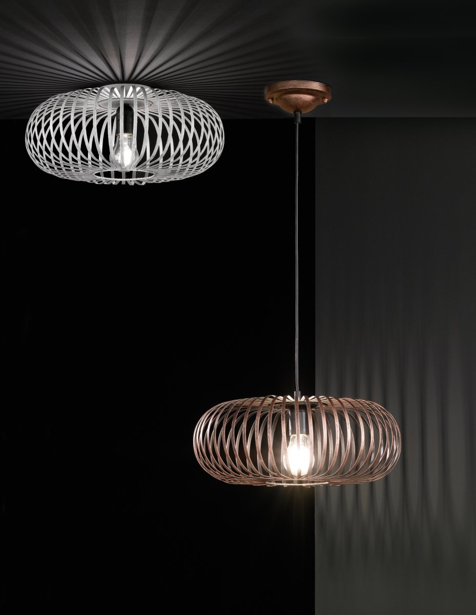Johann Ø40 Antiikkinen kupari plafondi valmistajalta Trio Lighting - JOHANN-kattovalaisin on ainutlaatuinen design-esine useilla metallikehyksillä, jotka luovat harmonisen varjostimen.