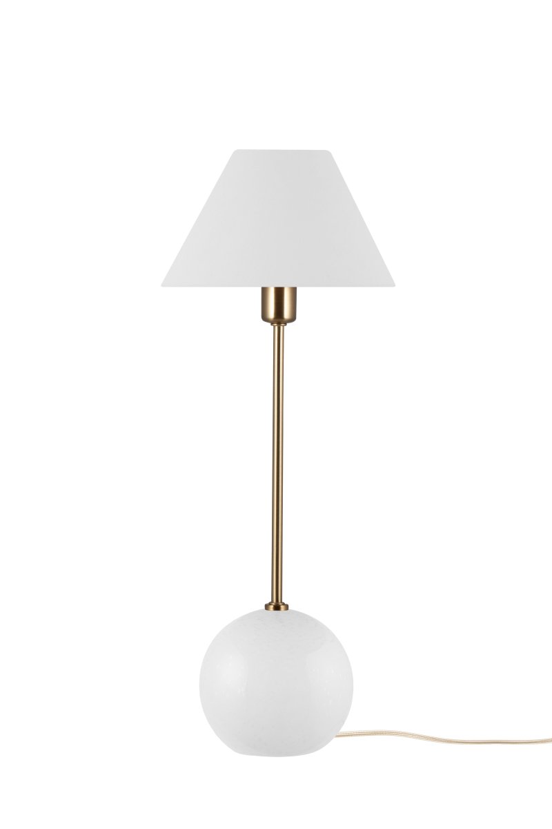 Iris 50cm Valkoinen pöytävalaisin valmistajalta Globen Lighting - Iris on kaunis p&ouml;yt&auml;valaisin, joka on valmistettu v&auml;rillisest&auml; lasista, jossa on puhallettuja ilmakuplia.