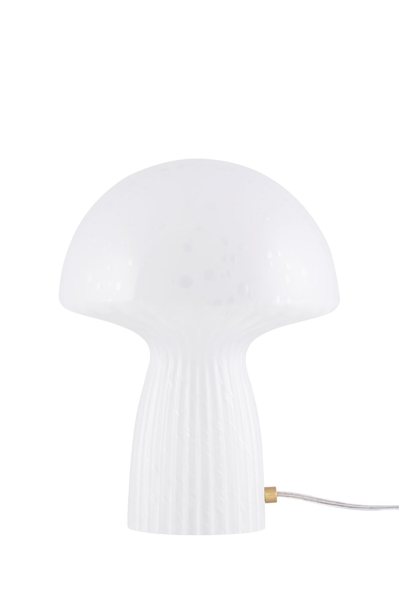 Fungo 30cm Valkoinen pöytävalaisin valmistajalta Globen Lighting - Fungo-sienivalaisin on kaunis p&ouml;yt&auml;valaisin, joka on valmistettu suupuhalletusta lasista ja jonka jalassa on uurrettuja yksityiskohtia.