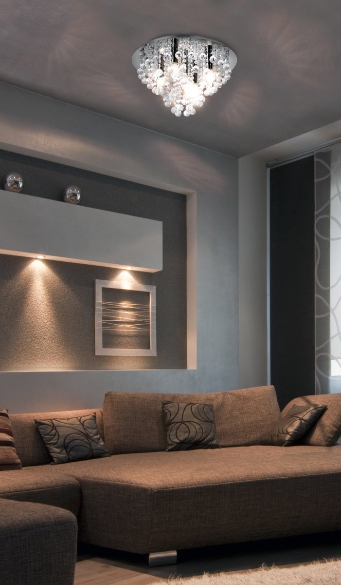 London Ø46 Kromi plafondi valmistajalta Globo Lighting - London &auml;r en elegant plafond i krom med dekorativa prismor.