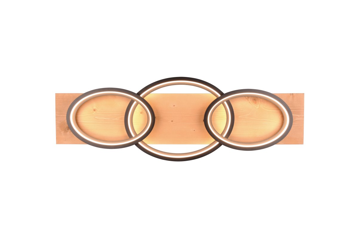 Barca 97cm Puu plafondi valmistajalta Trio Lighting - Sen geometriset muodot ja harmoninen yhdistelm&auml; mattamusta metallia ja luonnonpuuta.