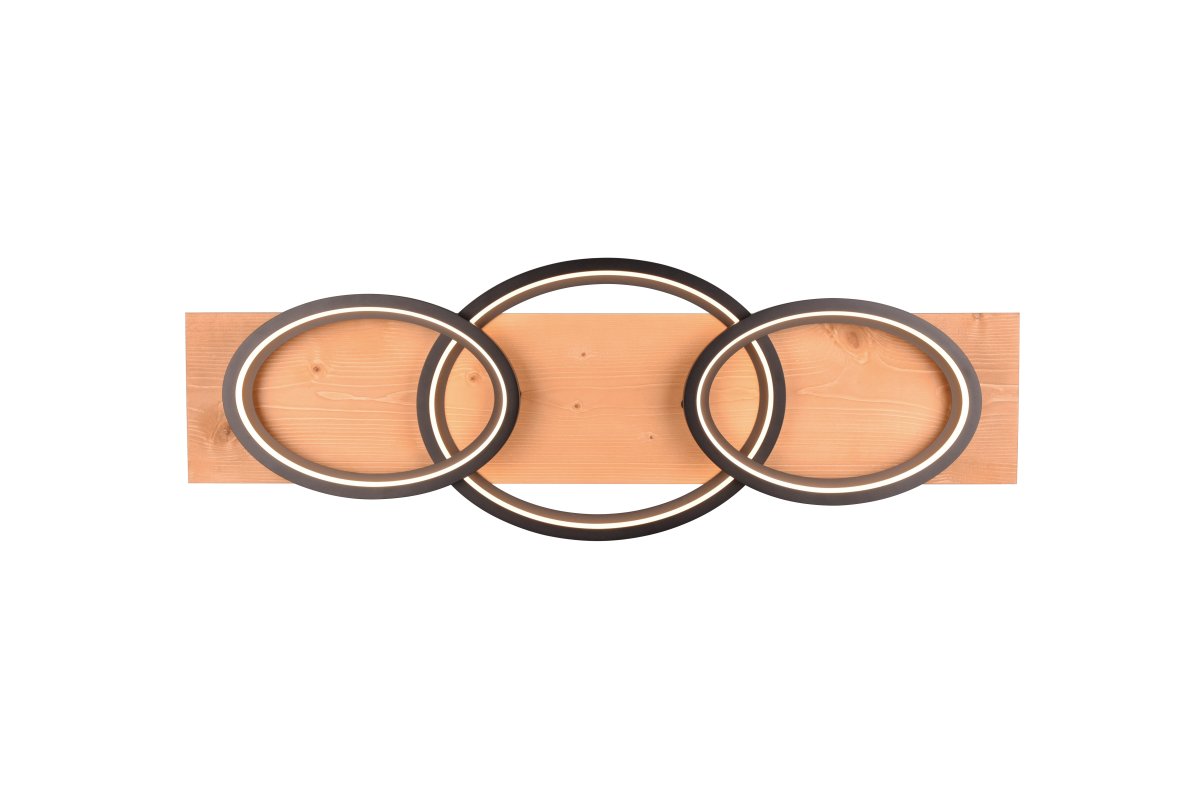 Barca 97cm Puu plafondi valmistajalta Trio Lighting - Sen geometriset muodot ja harmoninen yhdistelm&auml; mattamusta metallia ja luonnonpuuta.