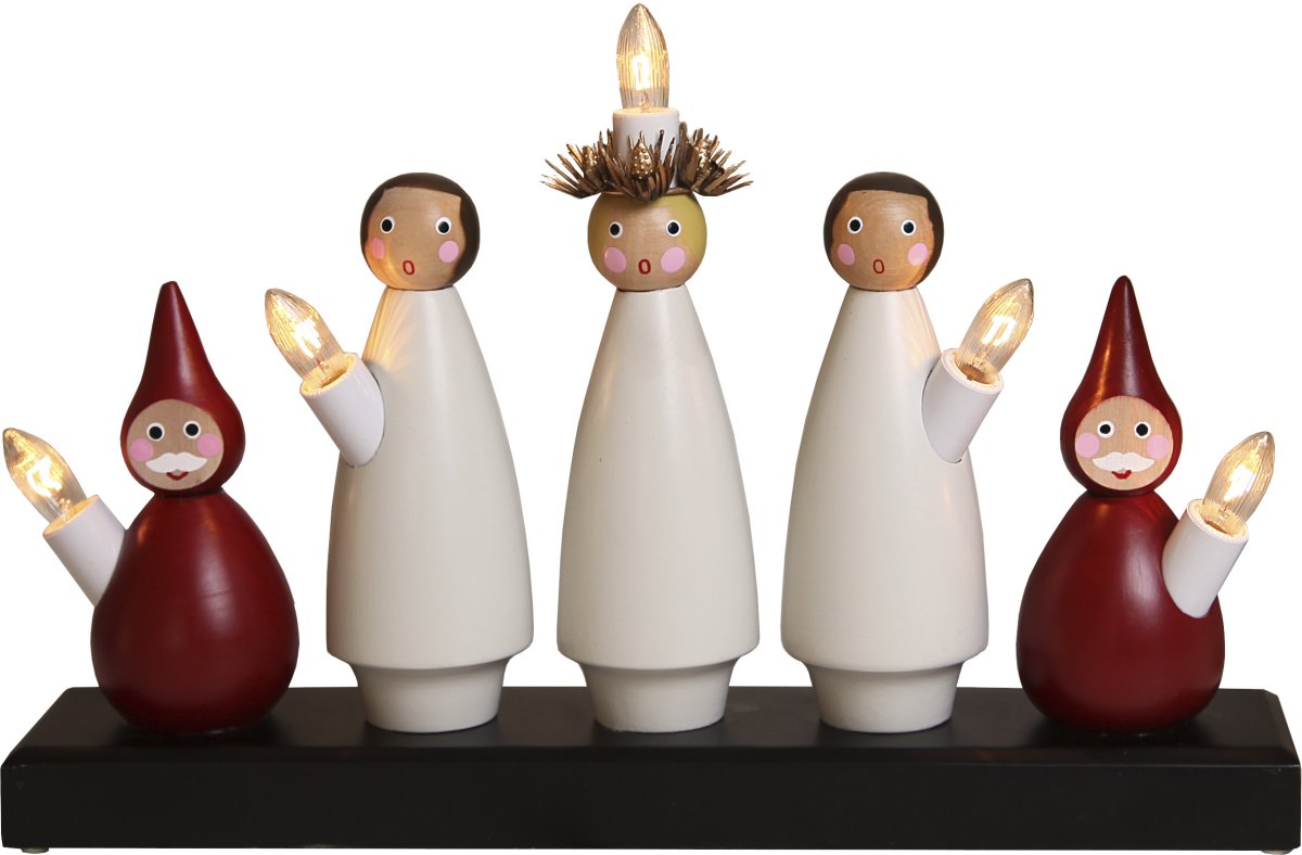 Lucia Choir Monikäyttöinen valmistajalta Star Trading - Luciak on puinen kynttil&auml;njalka, jossa on viisi kynttil&auml;&auml;.