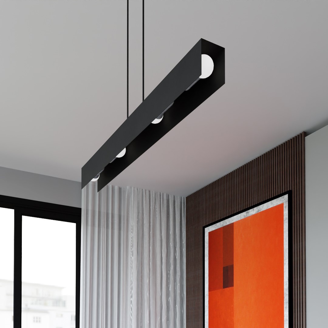 Gentor 96cm Musta kattovalaisin valmistajalta Emibig Lighting - Gentor on minimalistinen kattovalaisin, jonka muoto on pehme&auml; ja geometrinen &ndash; Erinomainen valinta niille, jotka arvostavat yksinkertaista muotoilua, mutta haluavat samalla luoda ainutlaatuisen sisustuksen.