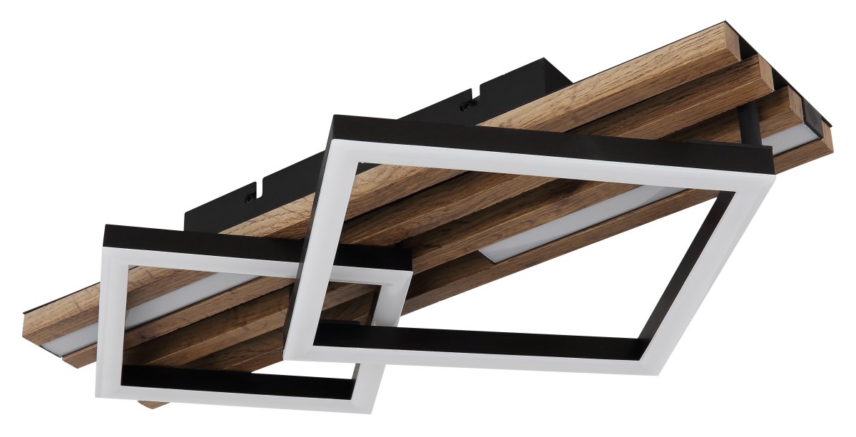 Obrien 47cm Puu plafondi valmistajalta Globo Lighting - Takf&auml;stet som efterliknar akustikpanel i kombination med de mattsvarta detaljerna i metall bidrar med industriell k&auml;nsla till rummet.