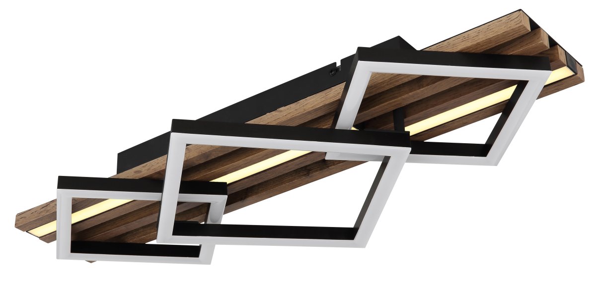 Obrien 60cm Puu plafondi valmistajalta Globo Lighting - Takf&auml;stet som efterliknar akustikpanel i kombination med de mattsvarta detaljerna i metall bidrar med industriell k&auml;nsla till rummet.