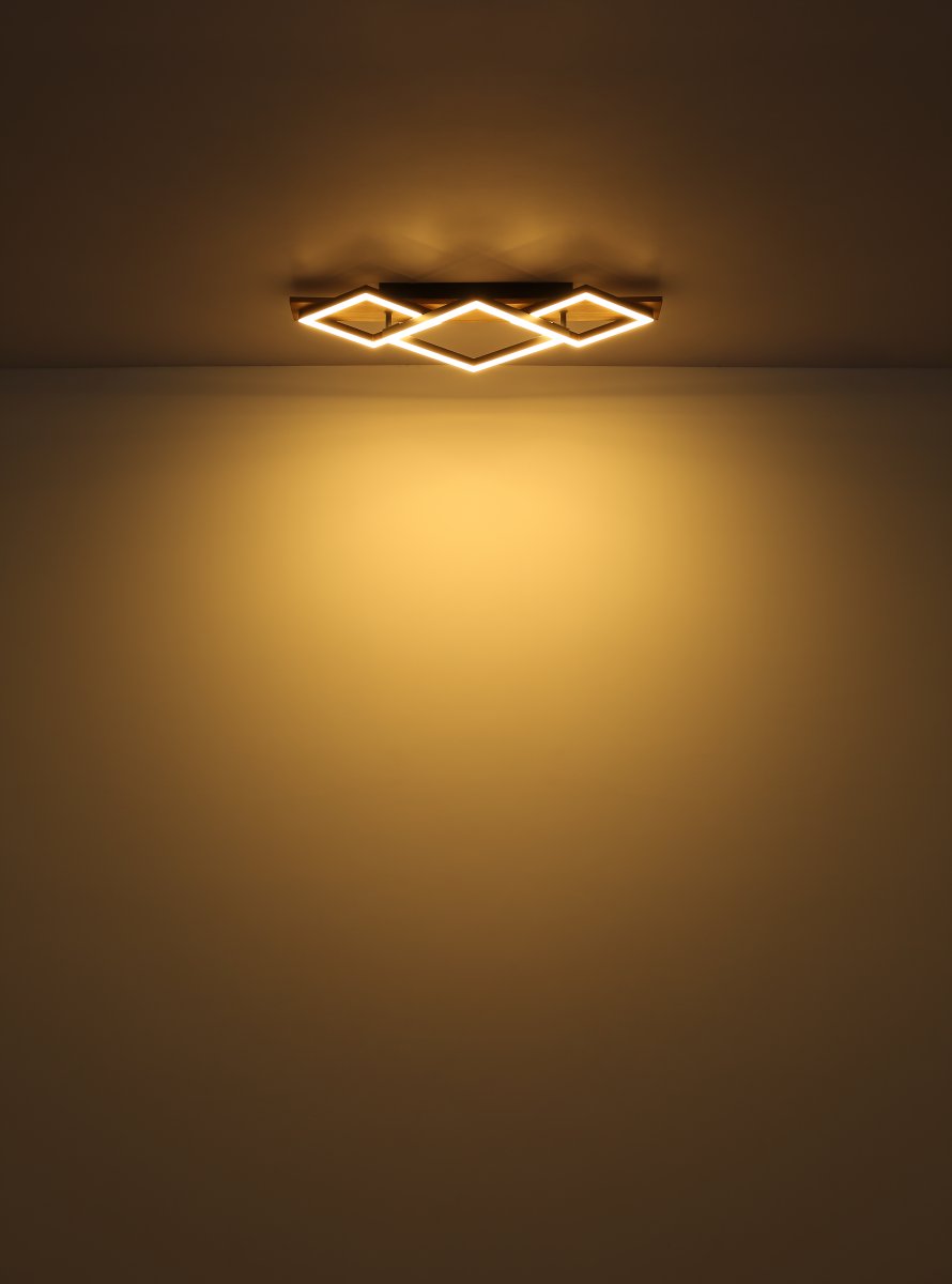 Obrien 60cm Puu plafondi valmistajalta Globo Lighting - Takf&auml;stet som efterliknar akustikpanel i kombination med de mattsvarta detaljerna i metall bidrar med industriell k&auml;nsla till rummet.