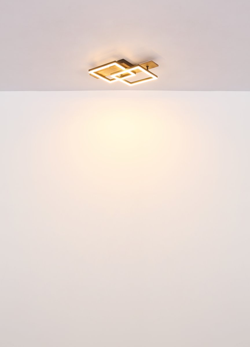 Jeffry 44cm Puu plafondi valmistajalta Globo Lighting - Takf&auml;stet som efterliknar tr&auml; i kombination med de mattsvarta detaljerna i metall bidrar med industriell k&auml;nsla till rummet.