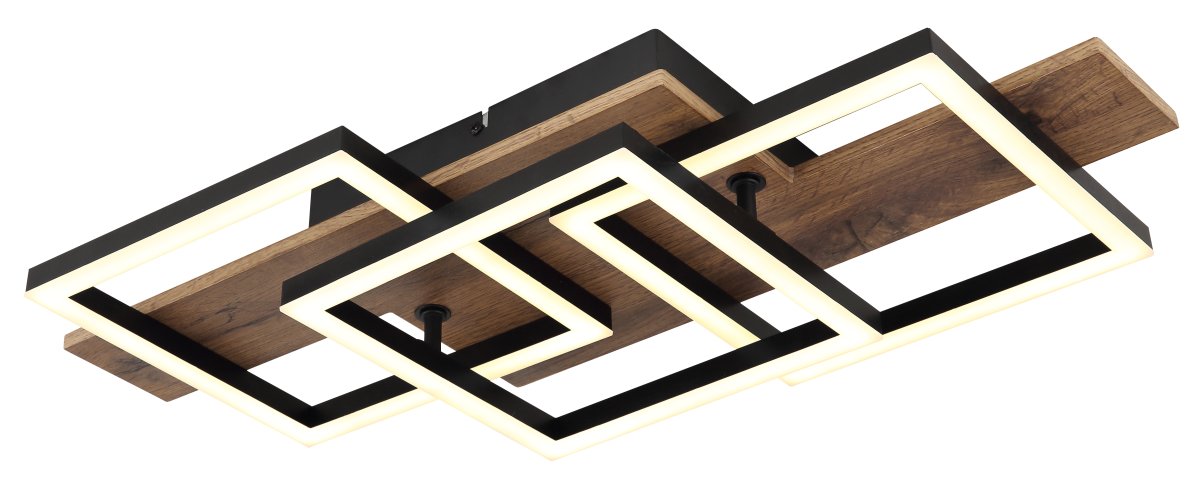 Jeffry 58cm Puu plafondi valmistajalta Globo Lighting - Takf&auml;stet som efterliknar tr&auml; i kombination med de mattsvarta detaljerna i metall bidrar med industriell k&auml;nsla till rummet.
