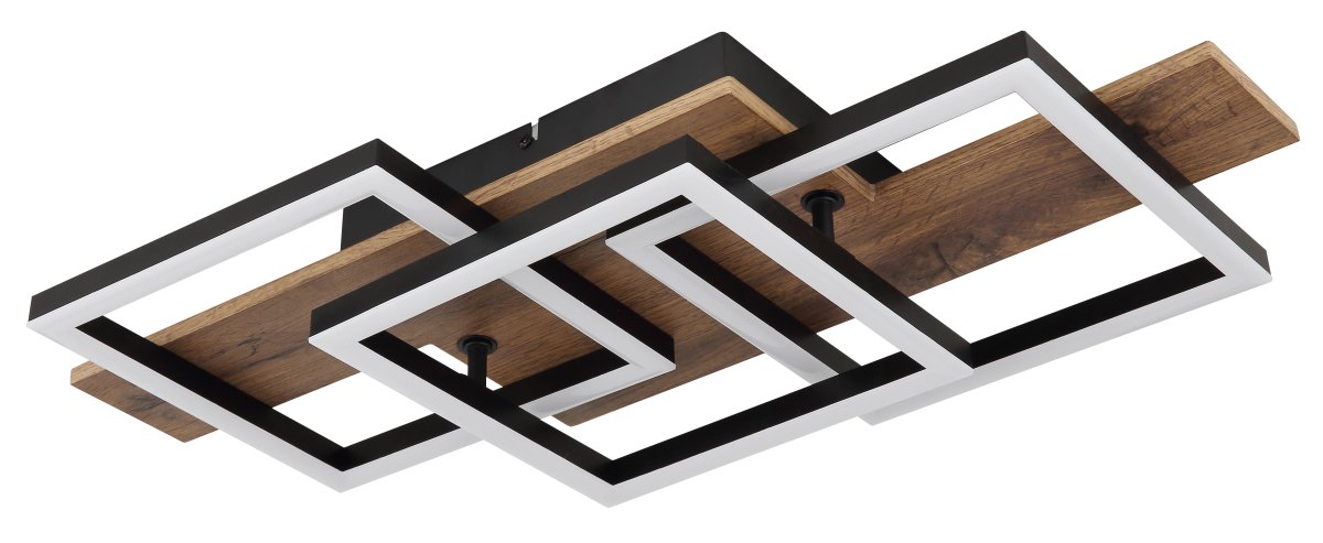 Jeffry 58cm Puu plafondi valmistajalta Globo Lighting - Takf&auml;stet som efterliknar tr&auml; i kombination med de mattsvarta detaljerna i metall bidrar med industriell k&auml;nsla till rummet.