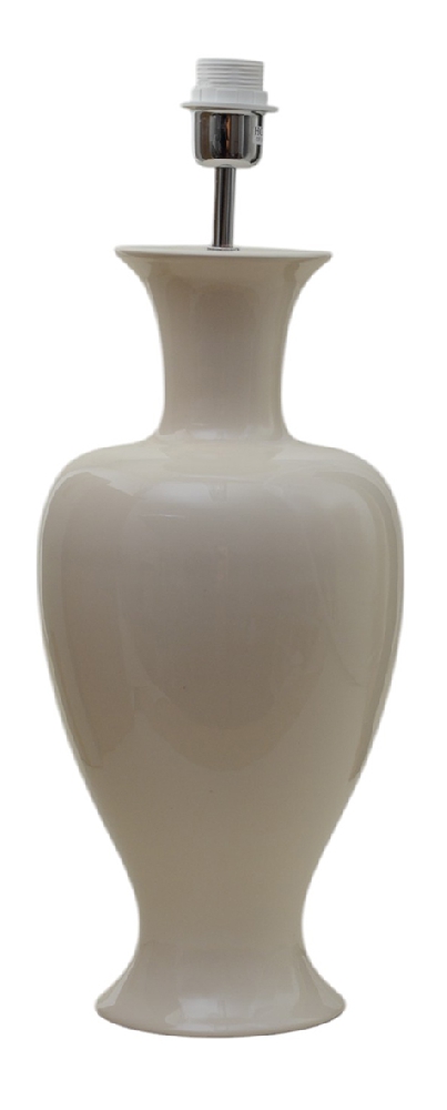 Mindy 50cm Beige lampunjalka valmistajalta Hallbergs - Denna eleganta lampfot i keramik har en mjuk, klassisk form och en blank kr&auml;mbeige finish som ger ett varmt och stilrent uttryck.