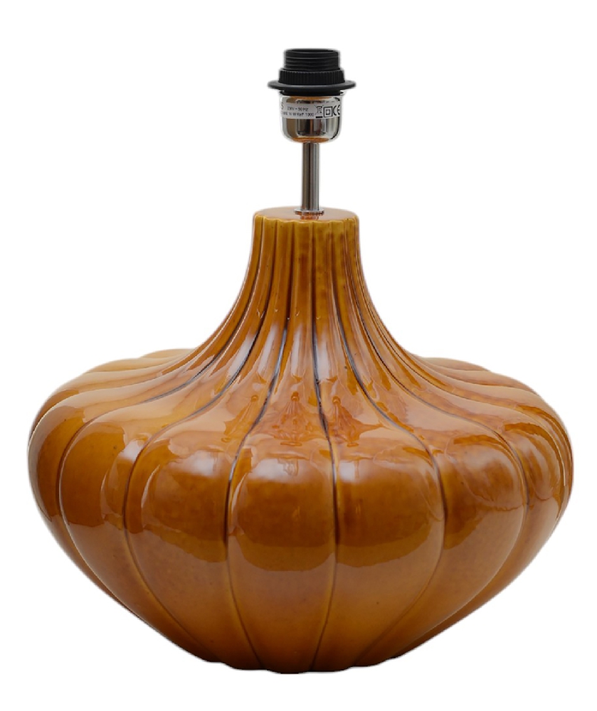 Harmony 40cm Mörkgul lampunjalka valmistajalta Hallbergs - Harmony lampfot &auml;r en dekorativ lampfot i keramik med en mjuk, rundad form och vackert r&auml;fflad struktur.