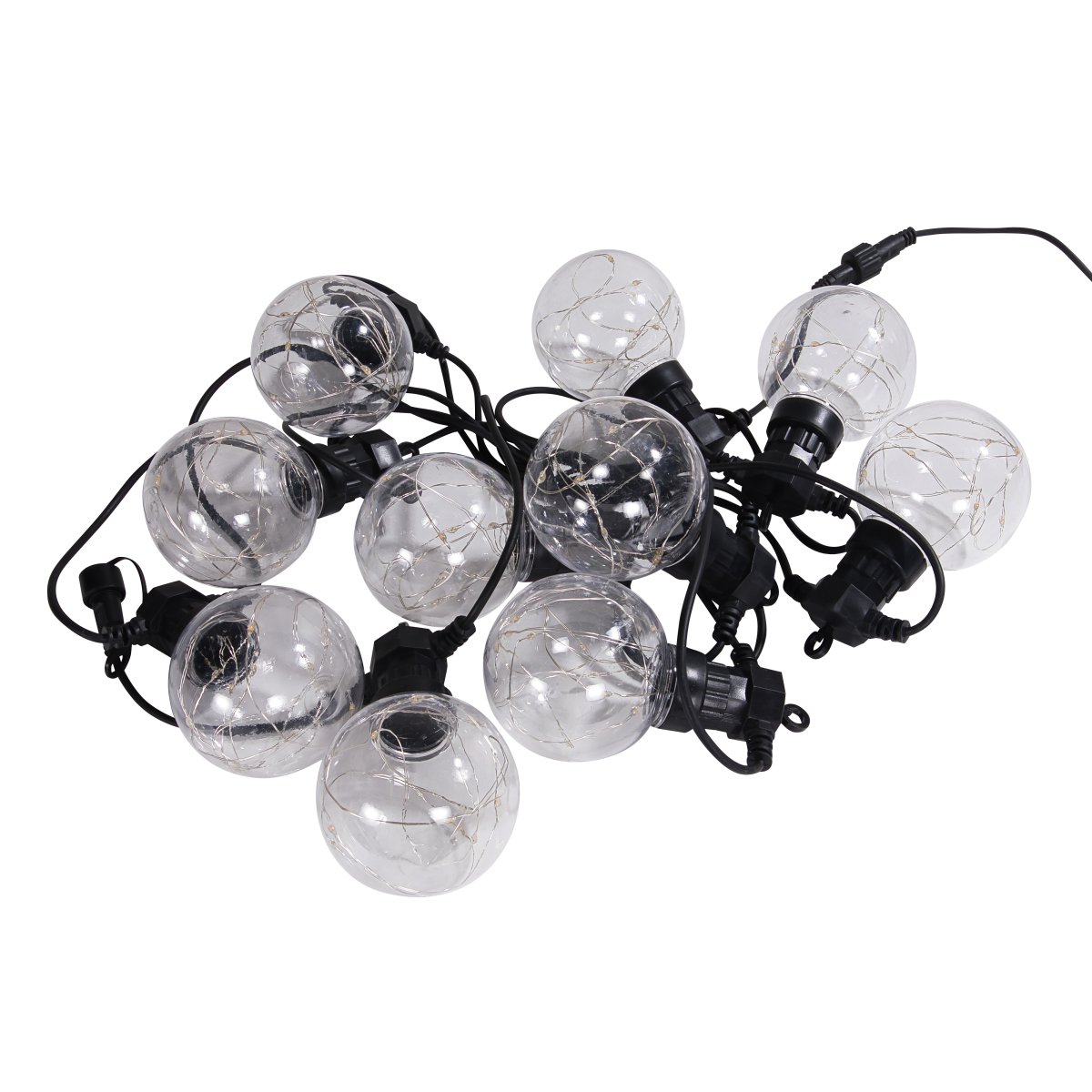 Garden micro-light Yhdistettävä 10m Musta valmistajalta Pixie Design - Kun ajastin on p&auml;&auml;ll&auml;; se palaa 8 tuntia ja on pois p&auml;&auml;lt&auml; 16 tuntia.