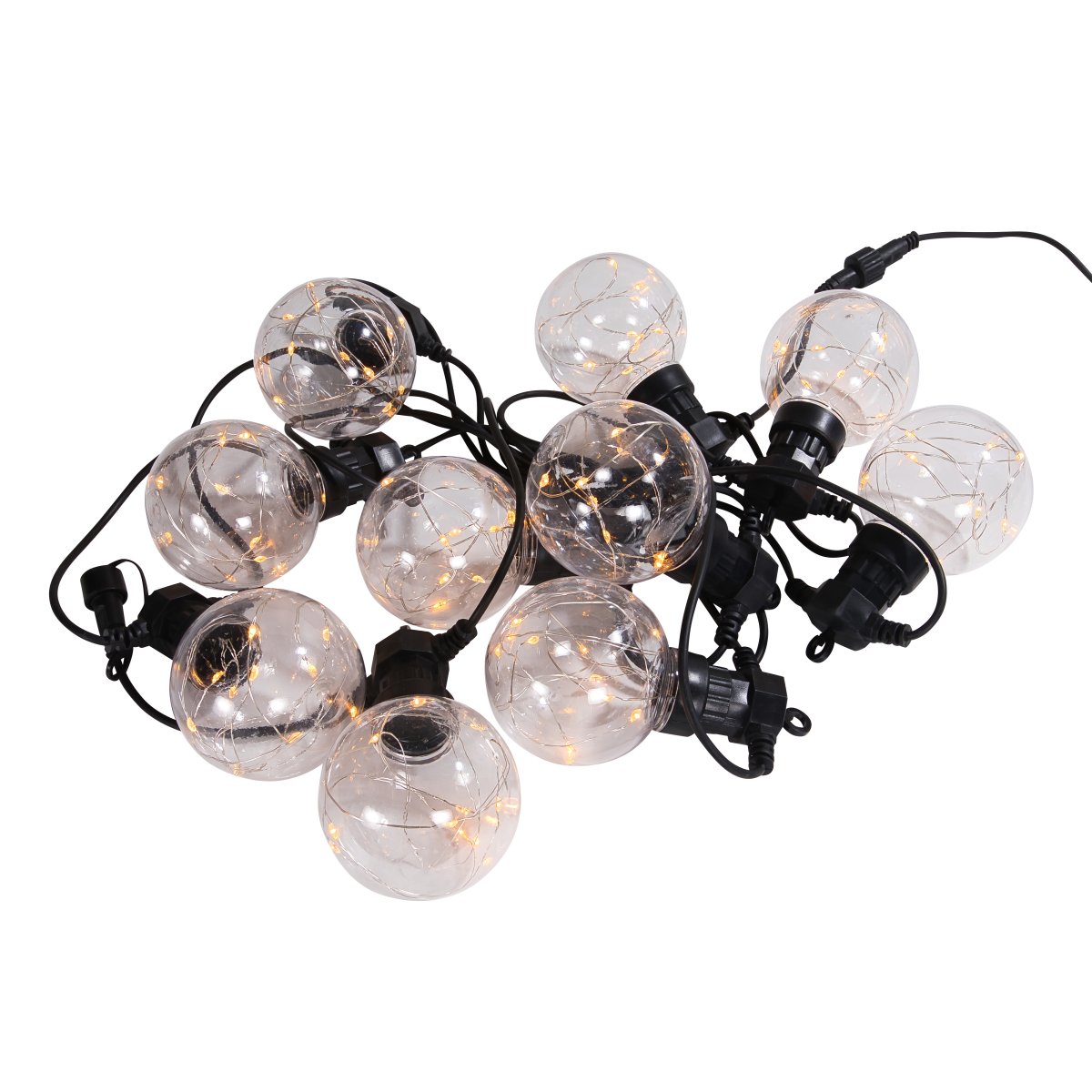 Garden micro-light Yhdistettävä 10m Musta valmistajalta Pixie Design - Kun ajastin on p&auml;&auml;ll&auml;; se palaa 8 tuntia ja on pois p&auml;&auml;lt&auml; 16 tuntia.