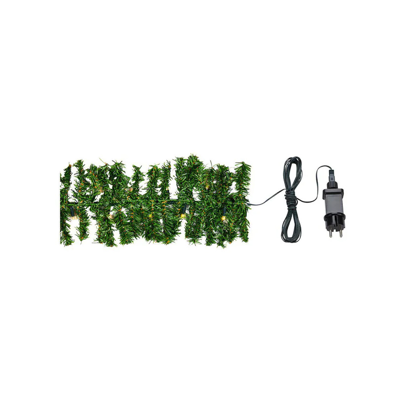 Garland 500cm Vihreä valmistajalta Markslöjd - T&auml;ss&auml; kuusimaisesta materiaalista valmistettua seppelett&auml; varustetussa tyylikk&auml;&auml;ss&auml; valosarjassa on 80 energiatehokasta LED-lamppua (7 cm kunkin lampun v&auml;liss&auml;), ja se on t&auml;ydellinen kodikkaan ja tunnelmallisen tunnelman luomiseen.