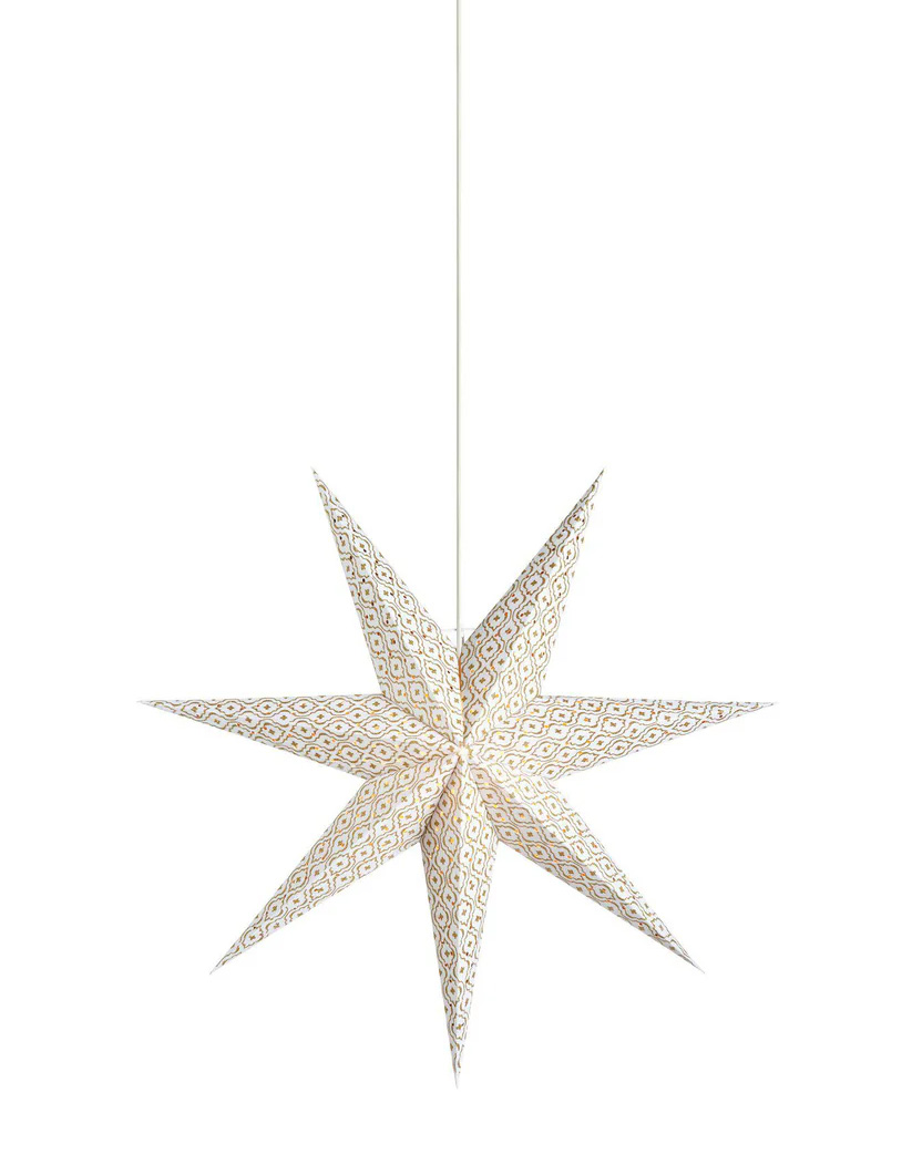 Baroque Ø45 Valkoinen valmistajalta Markslöjd - Baroque Stars White 45 cm on ylellinen joulutähti, jossa on kaunis valkoinen ja kullanvärinen kuviointi.