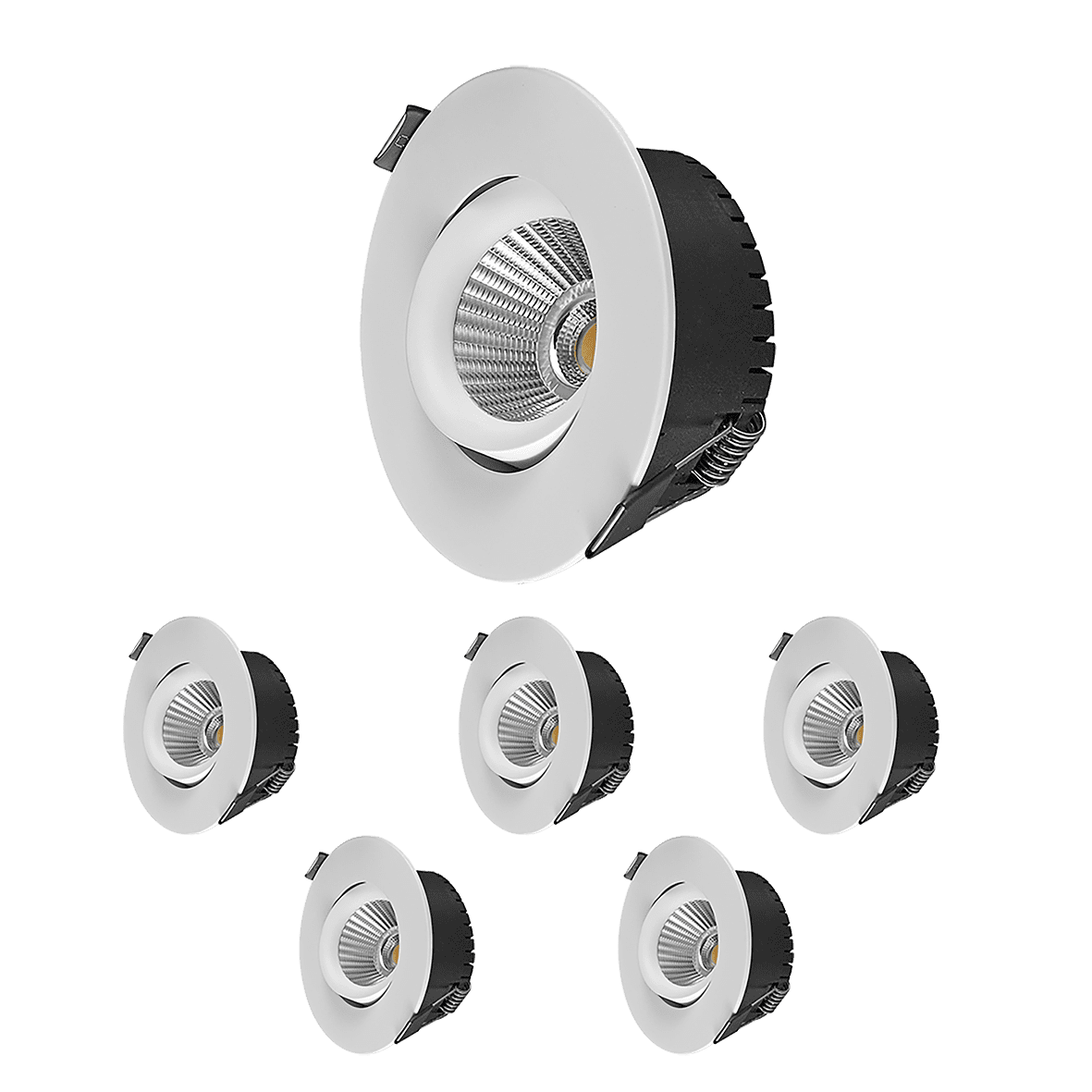 Bondy Downlight 6 Kpl Valkoinen valmistajalta Designlight - Bondy on kulmaan s&auml;&auml;dett&auml;v&auml;, himmennett&auml;v&auml; ja k&auml;ytt&auml;j&auml;yst&auml;v&auml;llinen alasvalo, joka voidaan asentaa suoraan eristyst&auml; vasten.