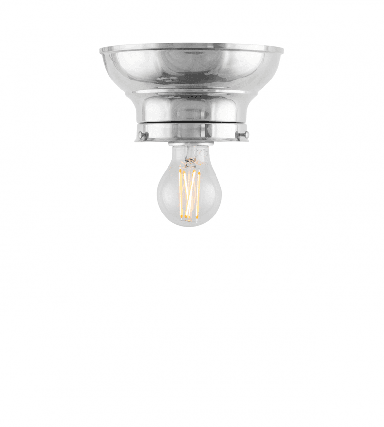 Fröding 100 Nikkeli valmistajalta Karlskrona lampfabrik - Fr&ouml;dingplafonden - som &auml;r tillverkad helt i f&ouml;rnicklad m&auml;ssing - har ett tydligt klassicerande formspr&aring;k, och passar fint ihop med &ouml;vriga lampor i Fr&ouml;dingfamiljen.