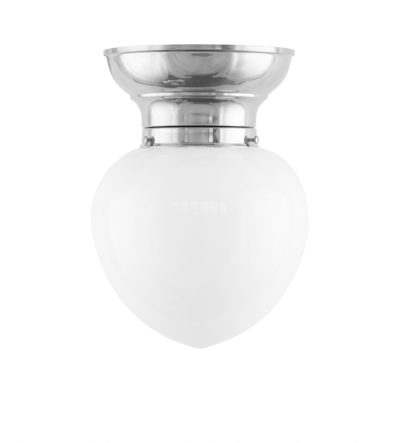 Fröding 100 Nikkeli valmistajalta Karlskrona lampfabrik - Fr&ouml;dingplafonden - som &auml;r tillverkad helt i f&ouml;rnicklad m&auml;ssing - har ett tydligt klassicerande formspr&aring;k, och passar fint ihop med &ouml;vriga lampor i Fr&ouml;dingfamiljen.