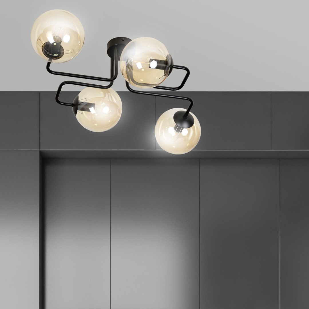 Brendi 55cm Keltainen plafondi valmistajalta Emibig Lighting - Valaisimet luovat ainutlaatuisen tunnelman, jossa ohuet lasivarjostimet lis&auml;&auml;v&auml;t eleganssia ja keveytt&auml;.