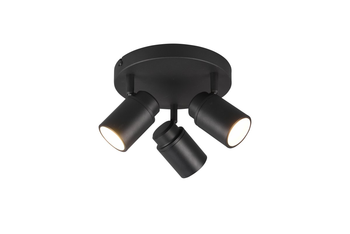 Angelo Ø20 Musta kylpyhuoneen valaisin valmistajalta Trio Lighting - Tämä klassinen kohdevalaisin portaattomasti säädettävillä varjostimilla ja IP44-suojauksella on monipuolinen ja sopii sekä pesutupaan että kylpyhuoneeseen.