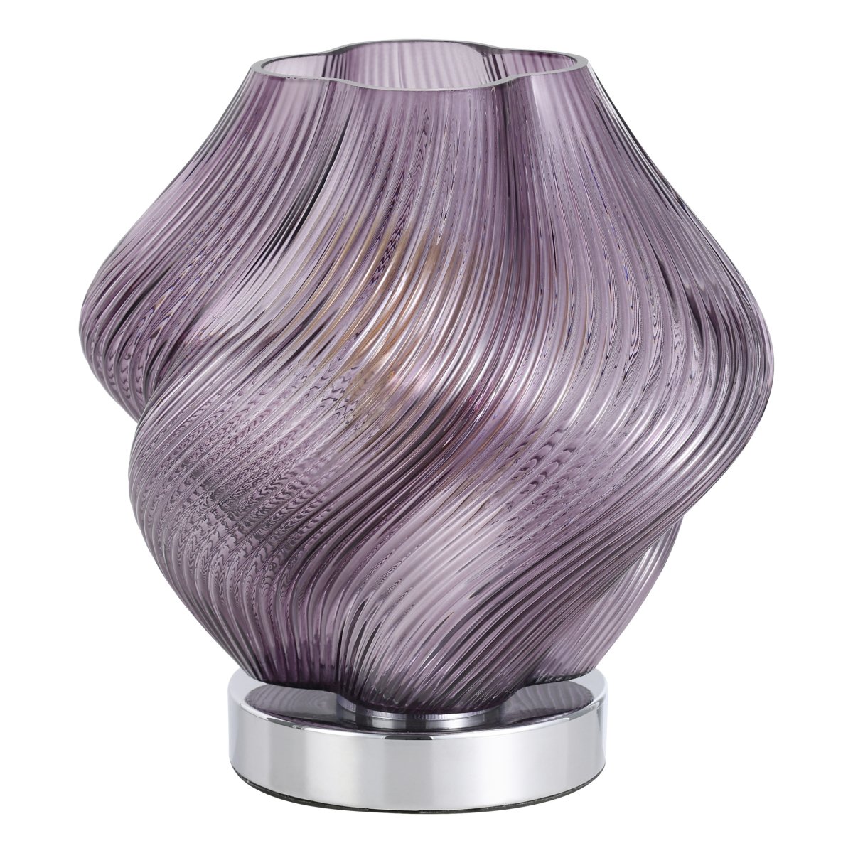 Vicenne 23cm Violetti pöytävalaisin valmistajalta Eglo - Uritettu lasi ja aaltoileva muoto luovat tehokkaan kuvion, joka antaa lampulle ilmeikkään ulkonäön sekä päällä että pois päältä.