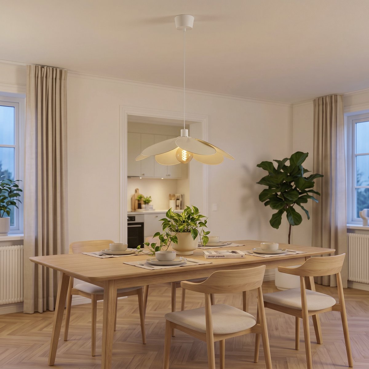 Binacua Ø60 Beige kattovalaisin valmistajalta Eglo - Binacua on koristeellinen kattovalaisin, jossa on kukan muotoinen varjostin beigenvärisestä tekstiilistä.