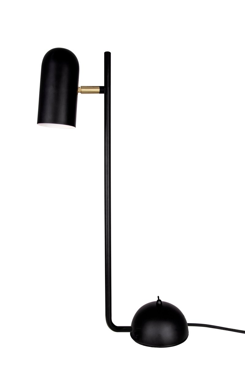 Swan 53cm Musta pöytävalaisin valmistajalta Globen Lighting - Valaisin on valmistettu mustasta metallista ja siinä on yksityiskohdat harjattua messinkiä ja siinä on 200 cm pitkä musta tekstiilikaapeli päällekytkimellä; lampun kanta.