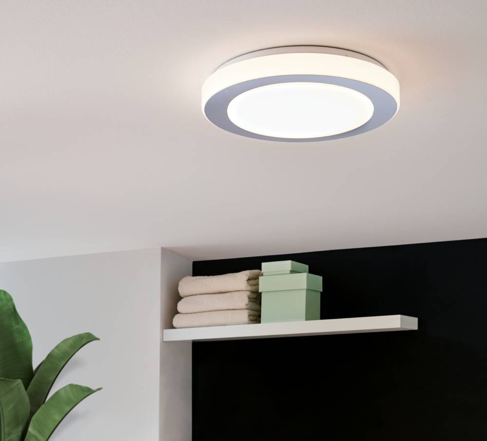 Led Carpi Ø38 Valkoinen kylpyhuoneen valaisin valmistajalta Eglo - Tässä kattovalaisimessa on yksinkertainen ja moderni muotoilu, pyöreä muoto ja kromireuna.