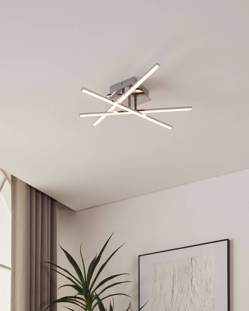 Lasana 50cm Kromi plafondi valmistajalta Eglo - Minimalistinen ja geometrinen tyyli tekee siitä täydellisen valinnan nykyaikaiseen tai moderniin sisustukseen, ja se tarjoaa kirkkaan ja hajavalon, joka täyttää huoneen; tyylikkäällä tavalla.