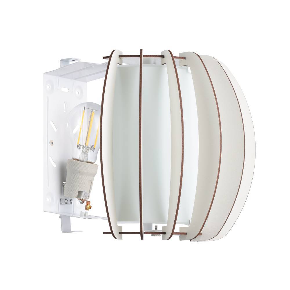 Stellato 2 Valkoinen seinävalaisin valmistajalta Eglo - Valkoiset säleet muodostavat ainutlaatuisen rakenteen, joka syleilee valonlähdettä ja levittää pehmeää ja miellyttävää valoa huoneeseen.