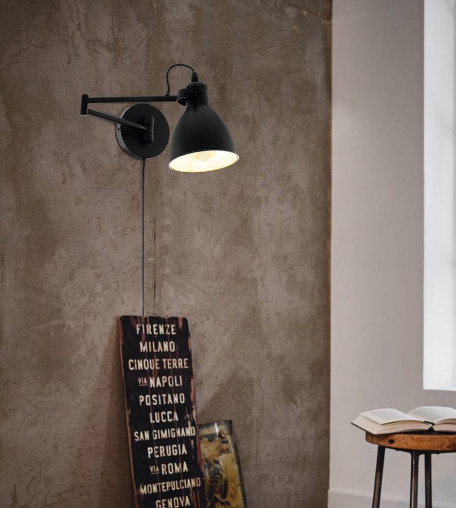 San Peri Ø15 Musta seinävalaisin valmistajalta Eglo - Sen minimalistinen muotoilu ja moderni ilme sopivat useimpiin sisustustyyleihin ja tarjoavat samalla suunnattua ja miellyttävää valoa.