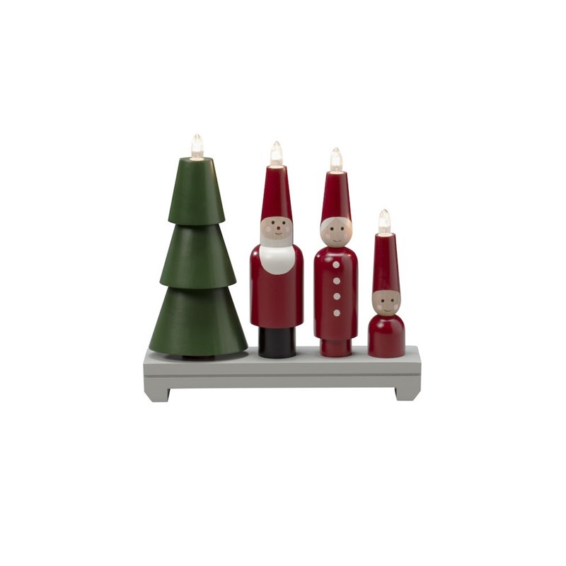 Adventtikynttelikkö Tonttu Punainen/vihreä valmistajalta Konstsmide - Nelj&auml; kynttil&auml;&auml; levitt&auml;v&auml;t l&auml;mmint&auml; ja miellytt&auml;v&auml;&auml; valoa, ja yksityiskohtaiset joulupukit luovat hauskan ja kodikkaan tunnelman.