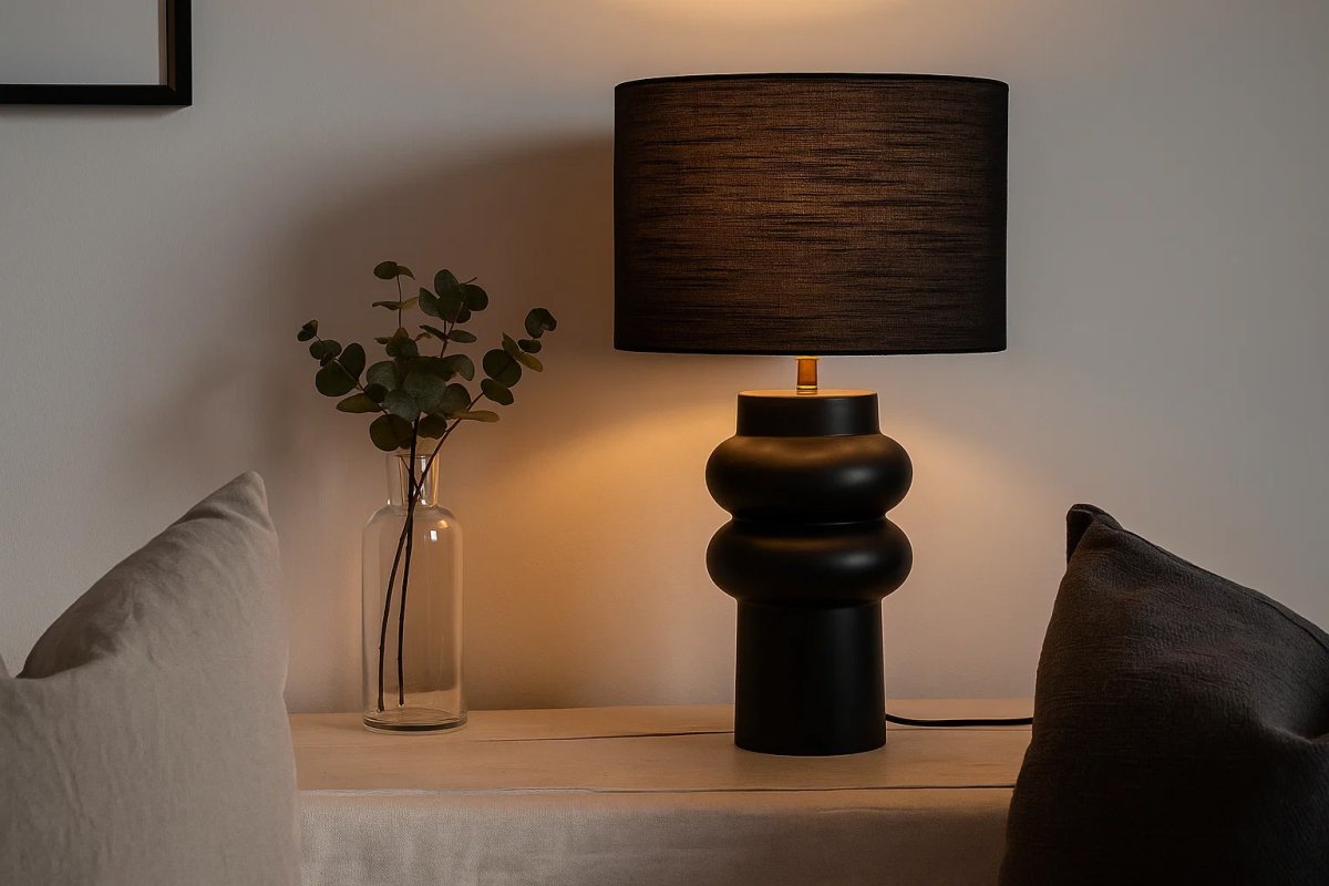 Anelli 56cm Musta pöytävalaisin valmistajalta Nordic Lighting - Ainutlaatuinen, veistoksellinen muoto ja tumma v&auml;ris&auml;vy antavat modernin ja hienostuneen ilmeen.