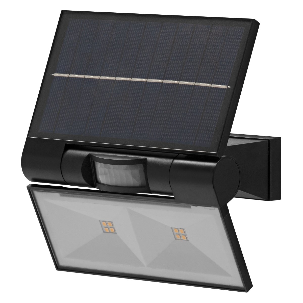 Flood Double Sensor 2W Tumman harmaa aurinkokennolamppu valmistajalta Osram - Flood Double Sensor 2W on tyylik&auml;s ja aurinkoenergialla toimiva julkisivuvalaistus, jossa yhdistyv&auml;t &auml;lyk&auml;s toiminto ja moderni muotoilu.