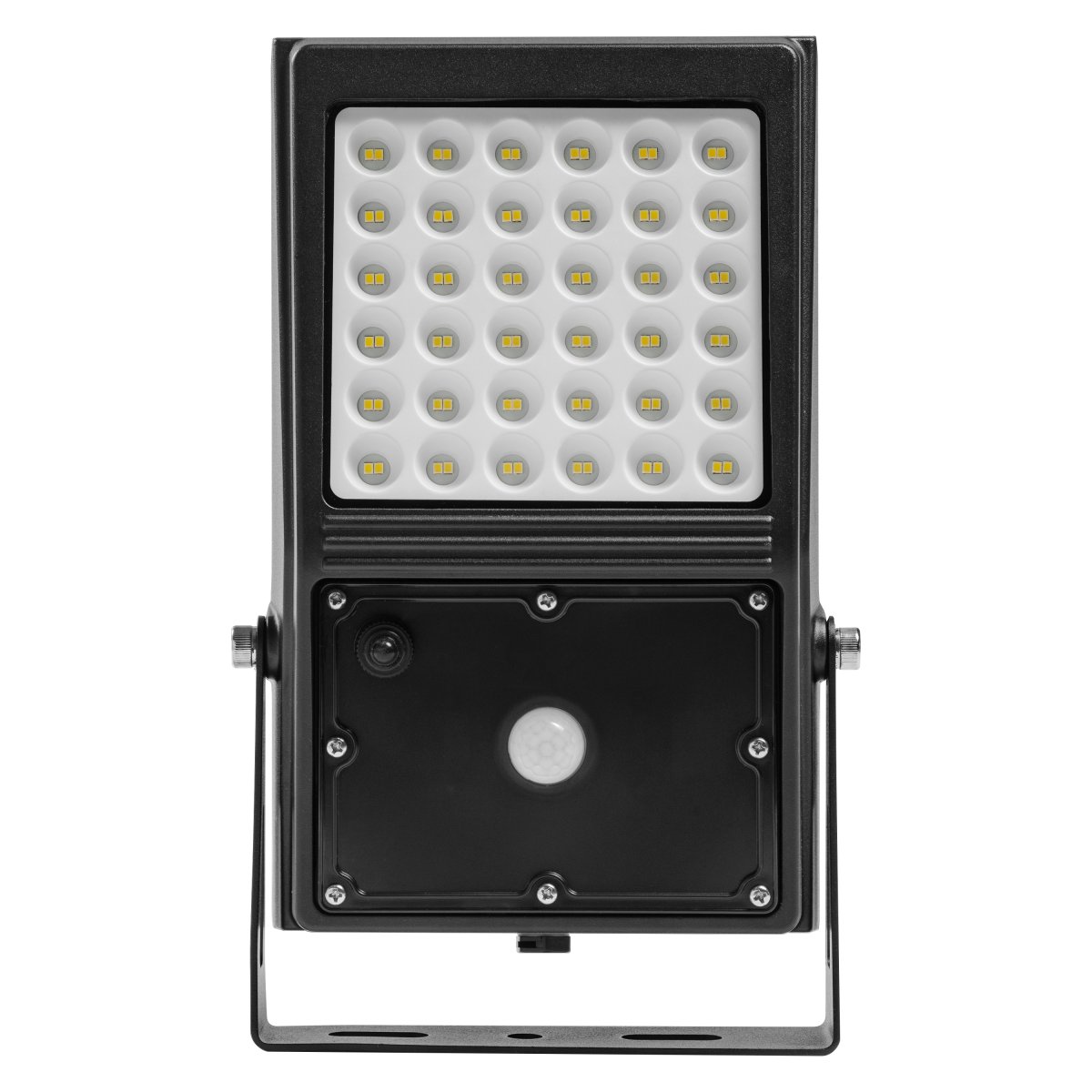 Flood Sensor 10W Musta aurinkokennolamppu valmistajalta Ledvance - Sisäänrakennettu PIR-liiketunnistin ja päivänvalotunnistin syttyvät automaattisesti, kun pimeässä on liikettä, mikä takaa sekä turvallisuuden että energiatehokkuuden.