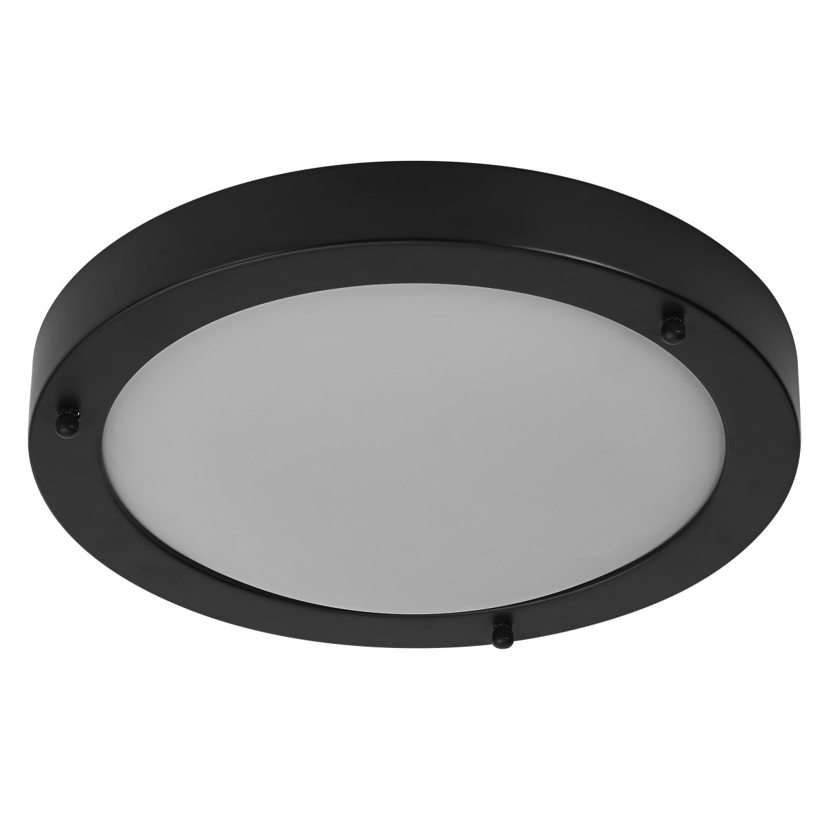 Classic Round Ø30 Musta kylpyhuoneen valaisin valmistajalta Ledvance - Sk&auml;rmen i frostat glas ger ett fint och bl&auml;ndfritt ljus i rummet.