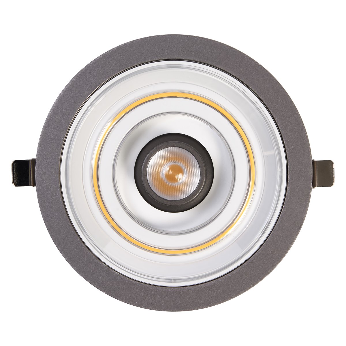 Decor Filament Halo 7W Alumiini valmistajalta Ledvance - Valokeila on tv&aring; erilaisia valaistuspisteit&auml;, pieni kohdevalo keskell&auml; ja koristeellinen ympyr&auml; sen ymp&auml;rill&auml;.