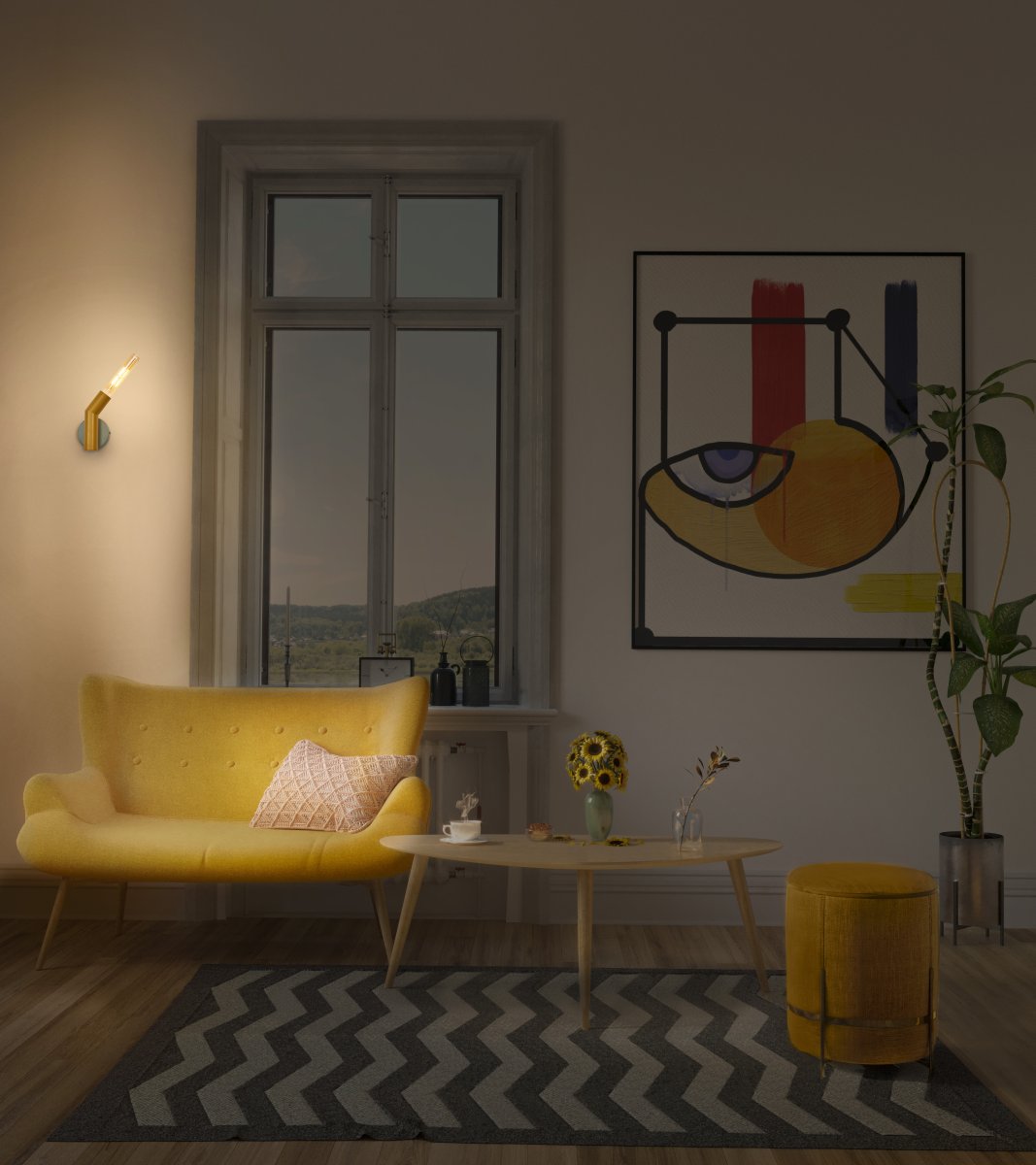 Straw Keltainen seinävalaisin valmistajalta Ledvance - Straw &auml;r en lekfull v&auml;gglampa med h&auml;rliga kul&ouml;rer.